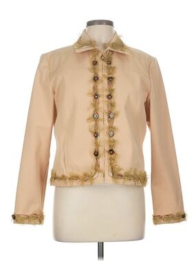 St. John Sport by Marie Gray pale pink  Jacket with Feather Trim